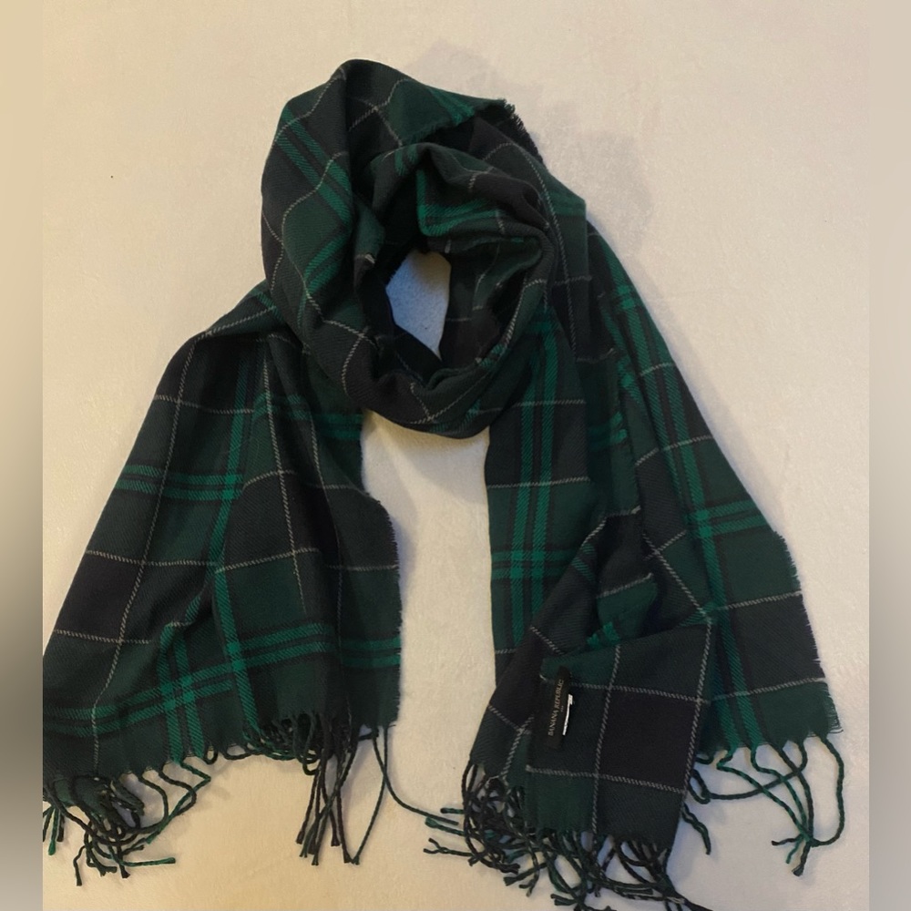 Banana Republic Navy/Green Donagle Plaid Scarf, Navy, Green